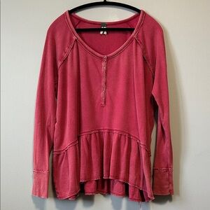 Free People We The Free Coastline Oversized Babydoll Peplum Top Medium